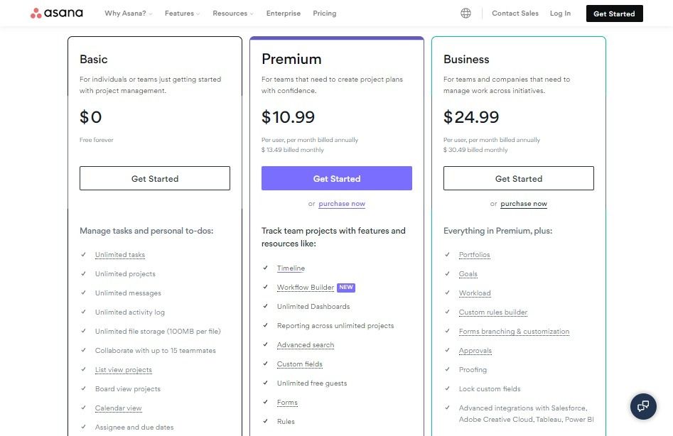 Asana Pricing Plan