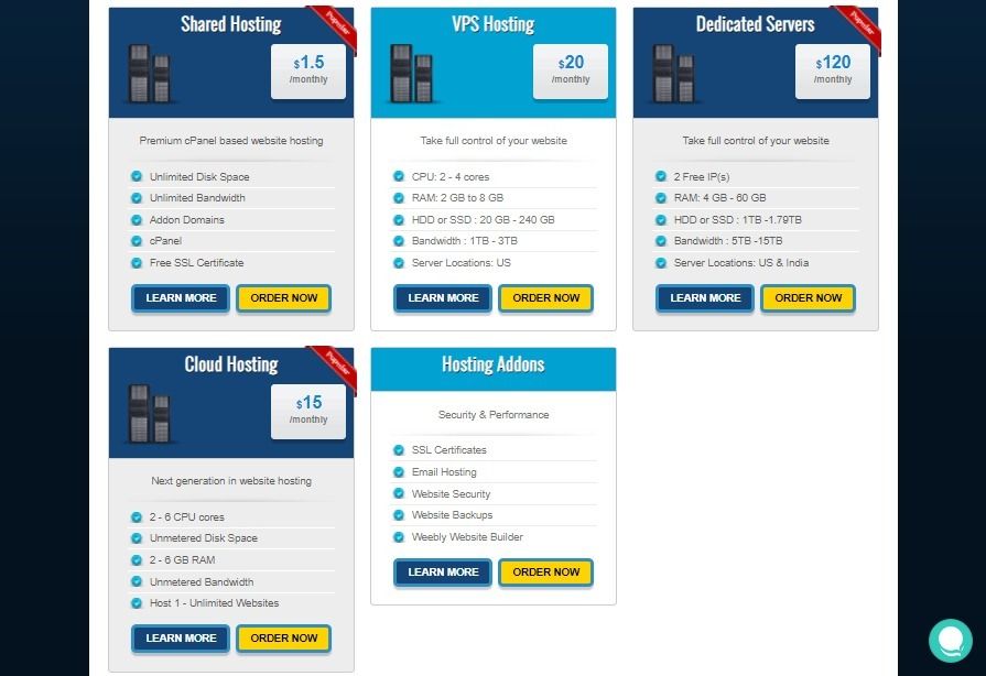 1HostWeb plan