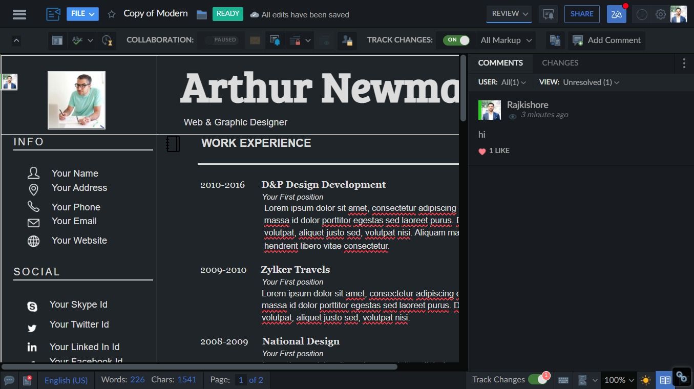 Chat and comment feature