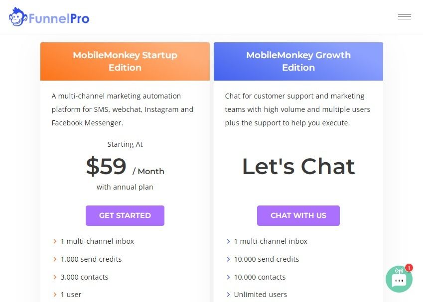 MobileMonkey Pricing