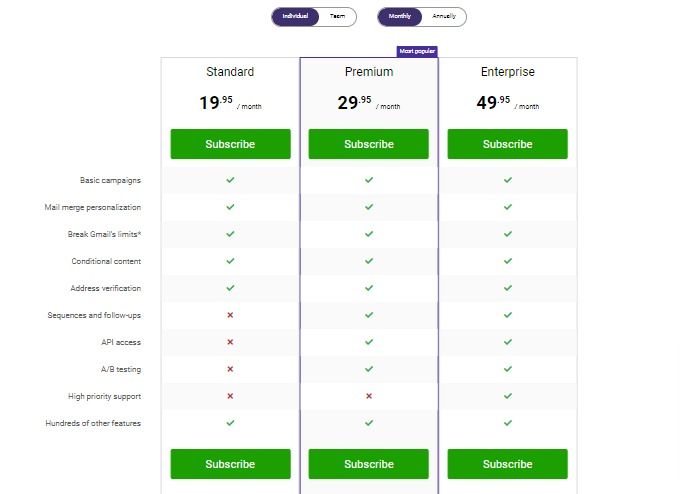 GMass Pricing