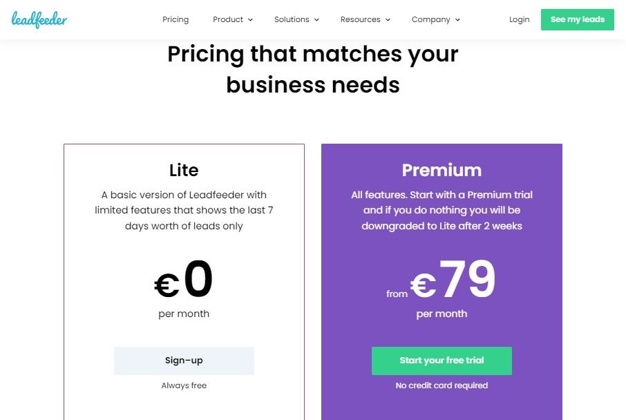 leadfeeder pricing