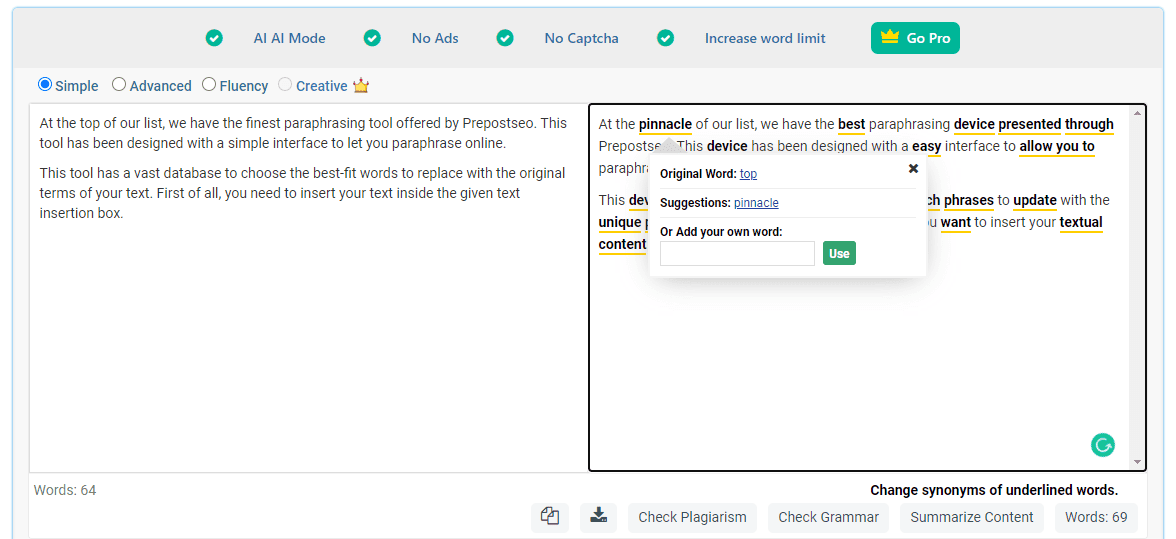 Paraphrasing Tool by Prepostseo
