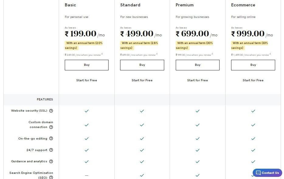 pricing plans