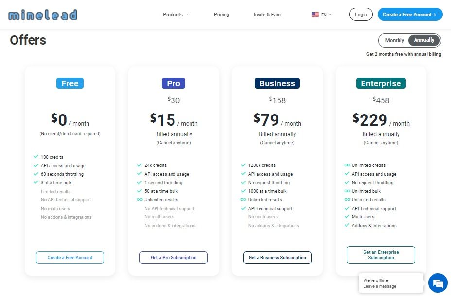 MineLead Pricing Plan