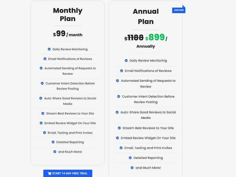 My review engine Pricing